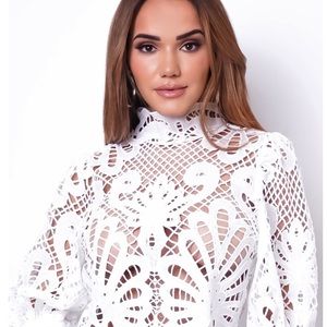 Lace mock neck crop top